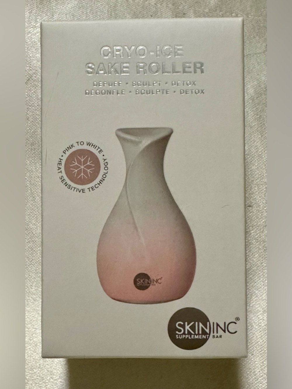 Skin Inc Cryo-Ice Sake Roller Pink to White Cooling Facial Tool
